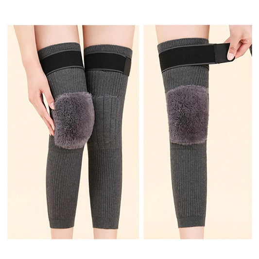 2 Pcs Adjustable Cashmere wool Knee Warmers -30° warm knee pads with strap for men and women